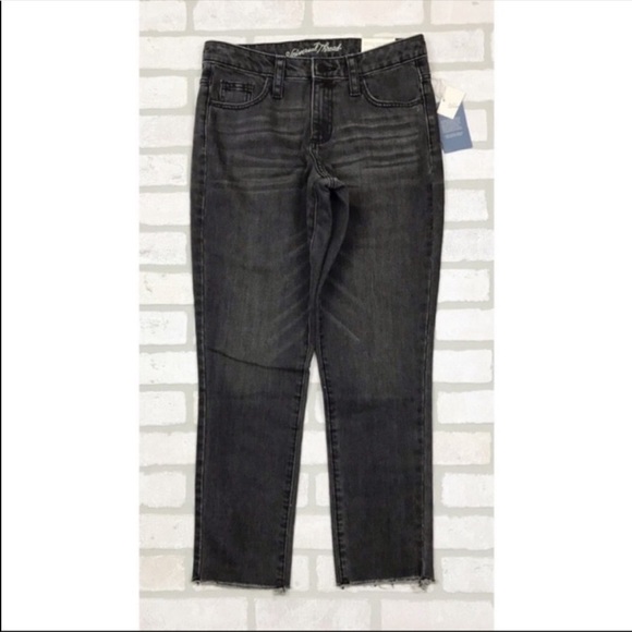 Universal Thread High Rise Straight Leg Fray Hem Jeans Black Gray Size 00 - Picture 1 of 7